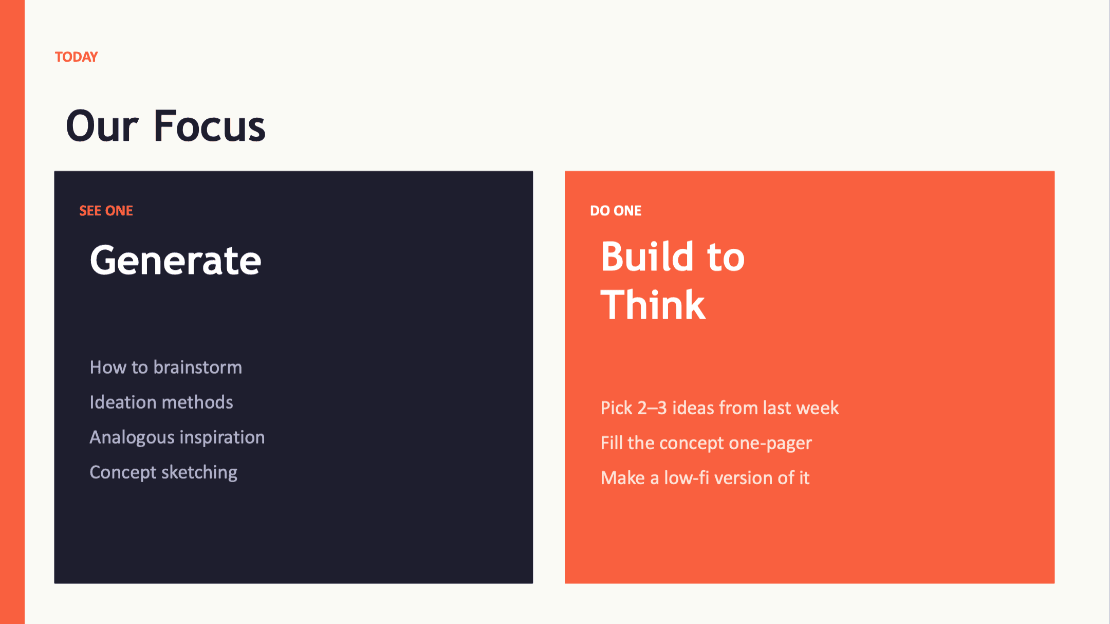 Generate and build to think slide