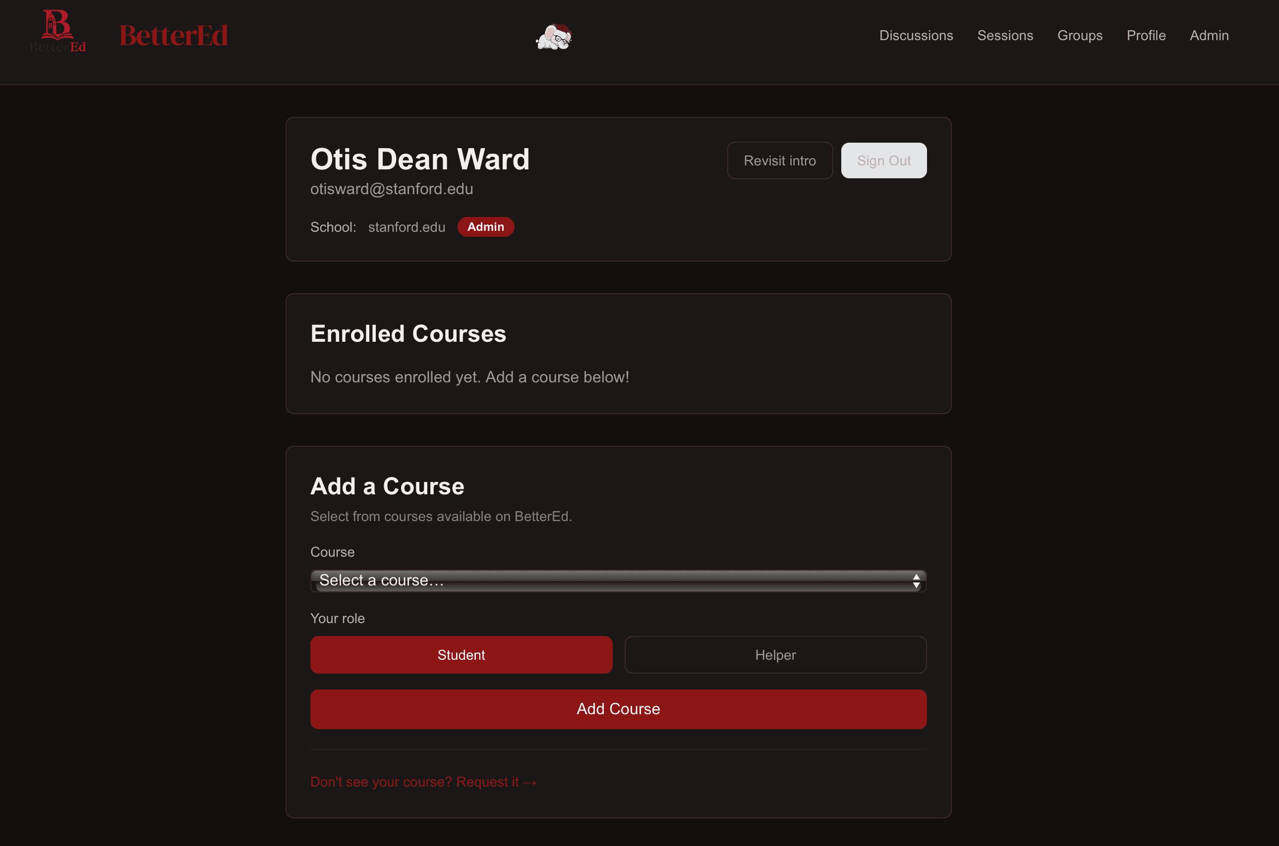 BetterEd user profile